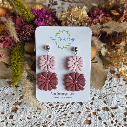 Muted pinks embossed stack with ball post findings