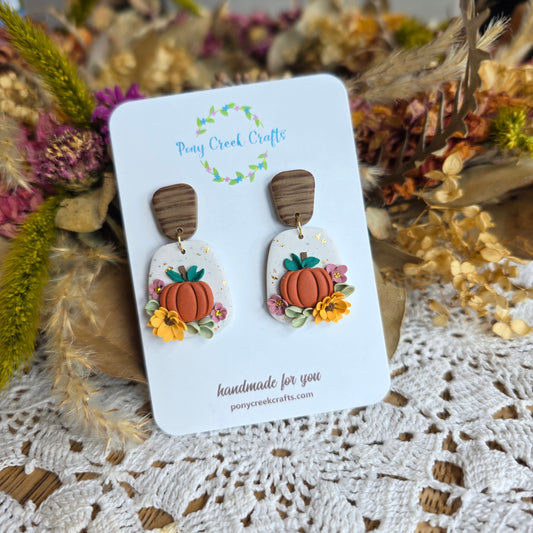 Fall inspired statement earrings with faux wood findings