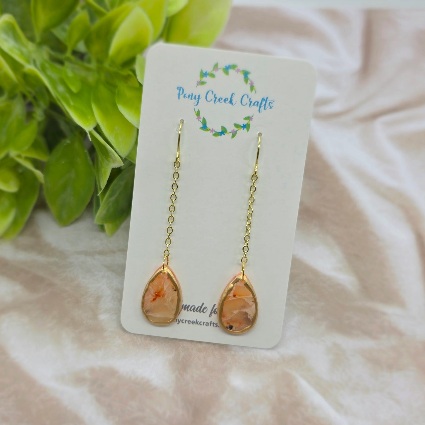 Peachy faux stone statement earrings
