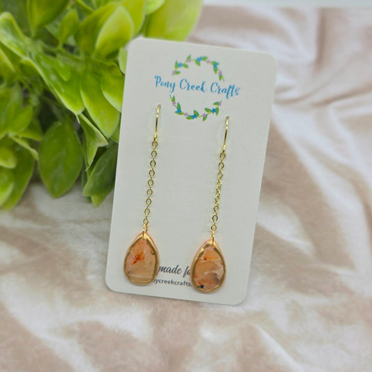 Peachy faux stone statement earrings