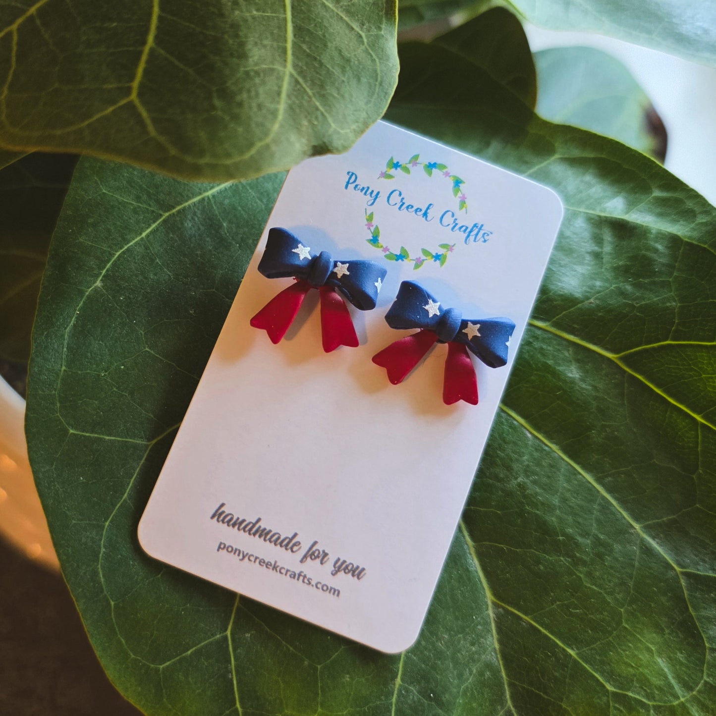 Americana inspired bow shaped studs earrings