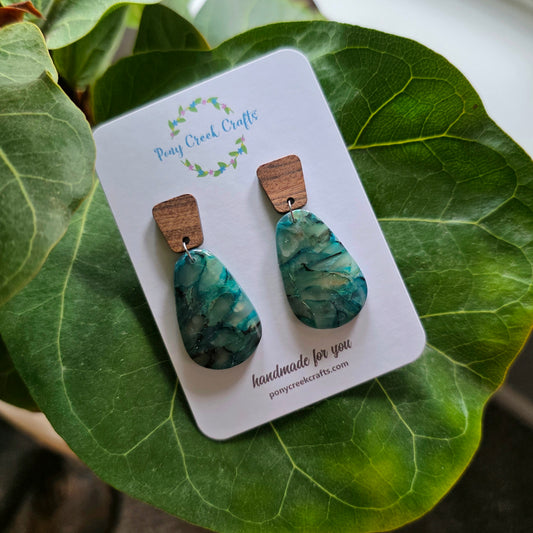 Nature's perfect blue polymer clay earrings