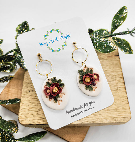 Holiday floral statement shapes with gold accent findings