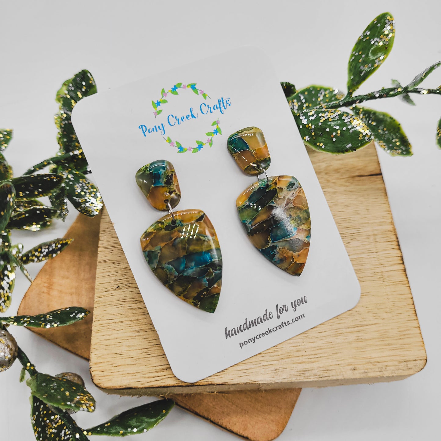 Faux stone statement polymer clay earrings